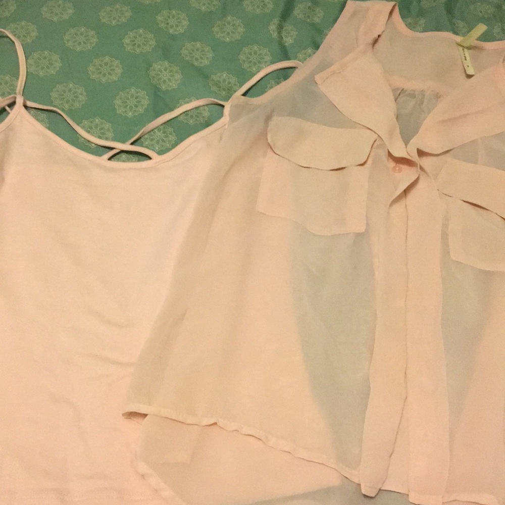 Tank Top & Sheer Button-Up Bundle